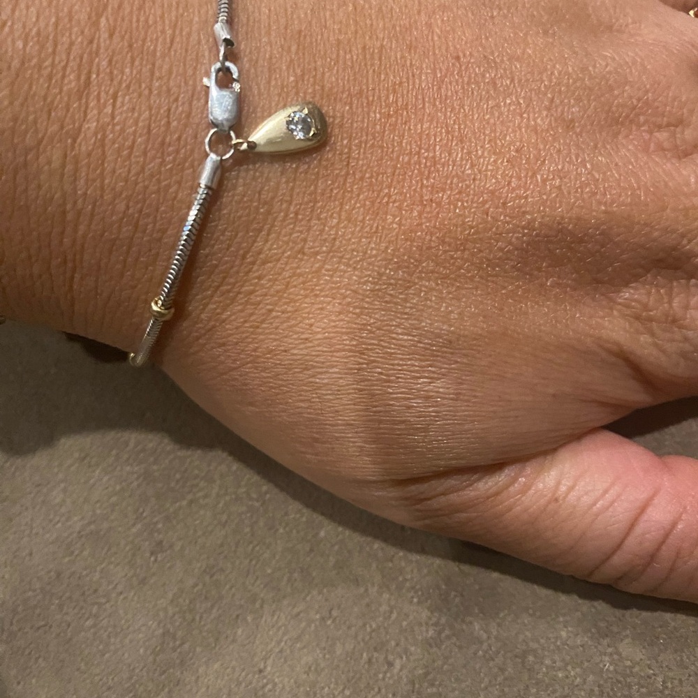 Elegant Silver 925 Bracelet with Teardrop Charm 14 k
